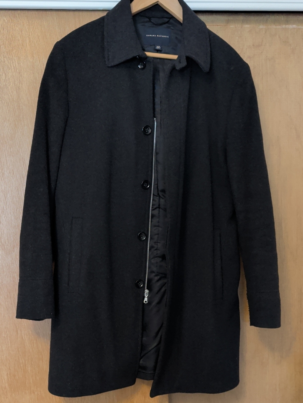 Banana Republic Men's Dark Charcoal Wool Pea Coat